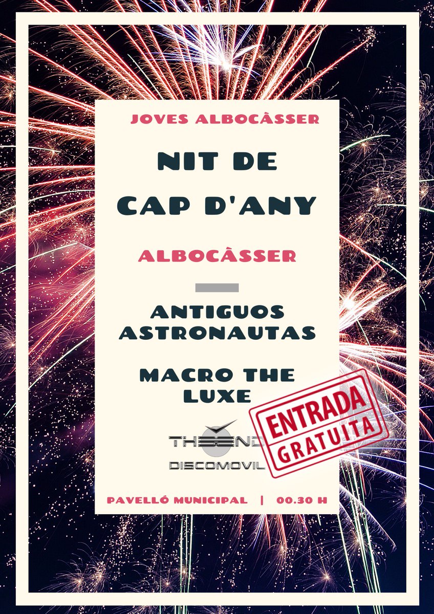 JovesAlbocasser's tweet photo. NIT DE CAP D'ANY A ALBOCÀSSER‼️

Us esperem🎉 https://t.co/xJlqDG4PL5