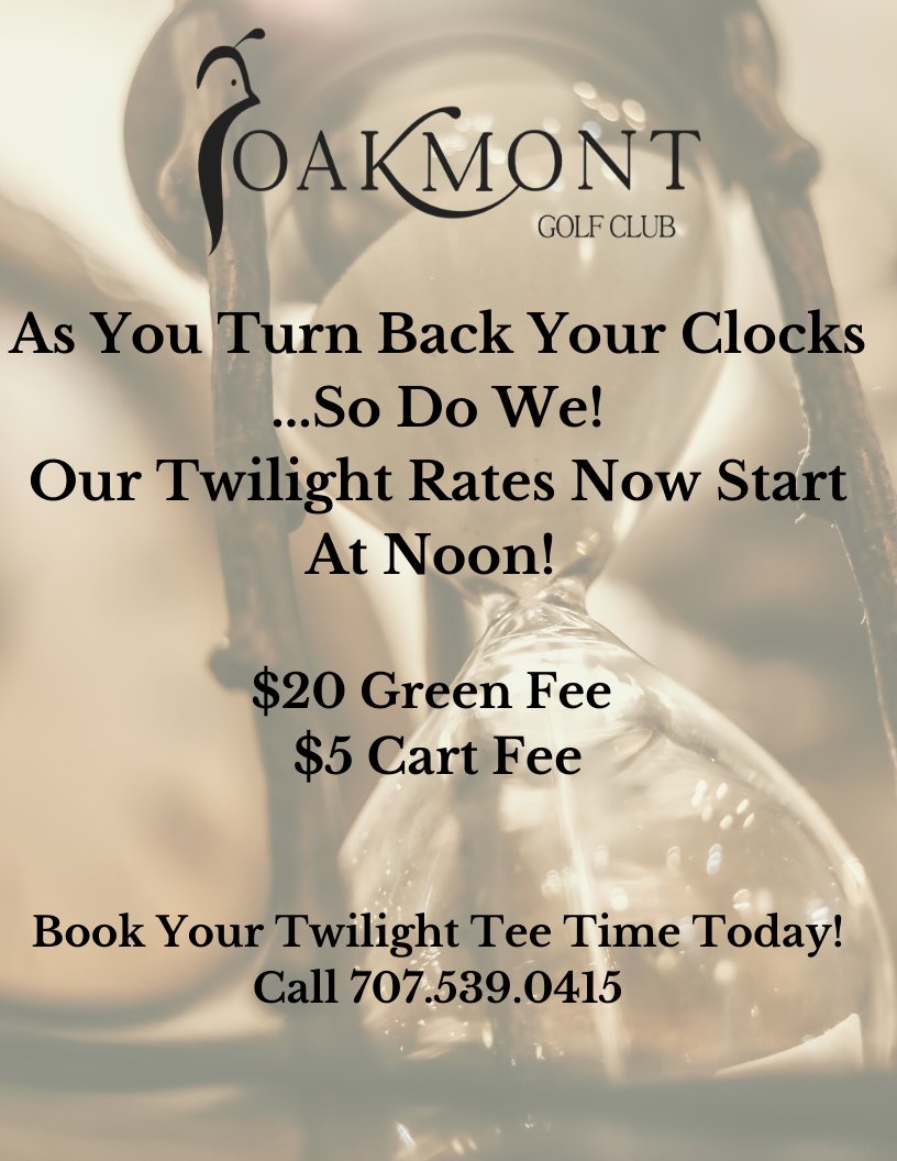playvom's tweet photo. New twilight rates now start at noon! 

$20 Green Fee
$5 Cart Fee 

Book Online or Call 707.539.0415 https://t.co/A4IQGvc3sr