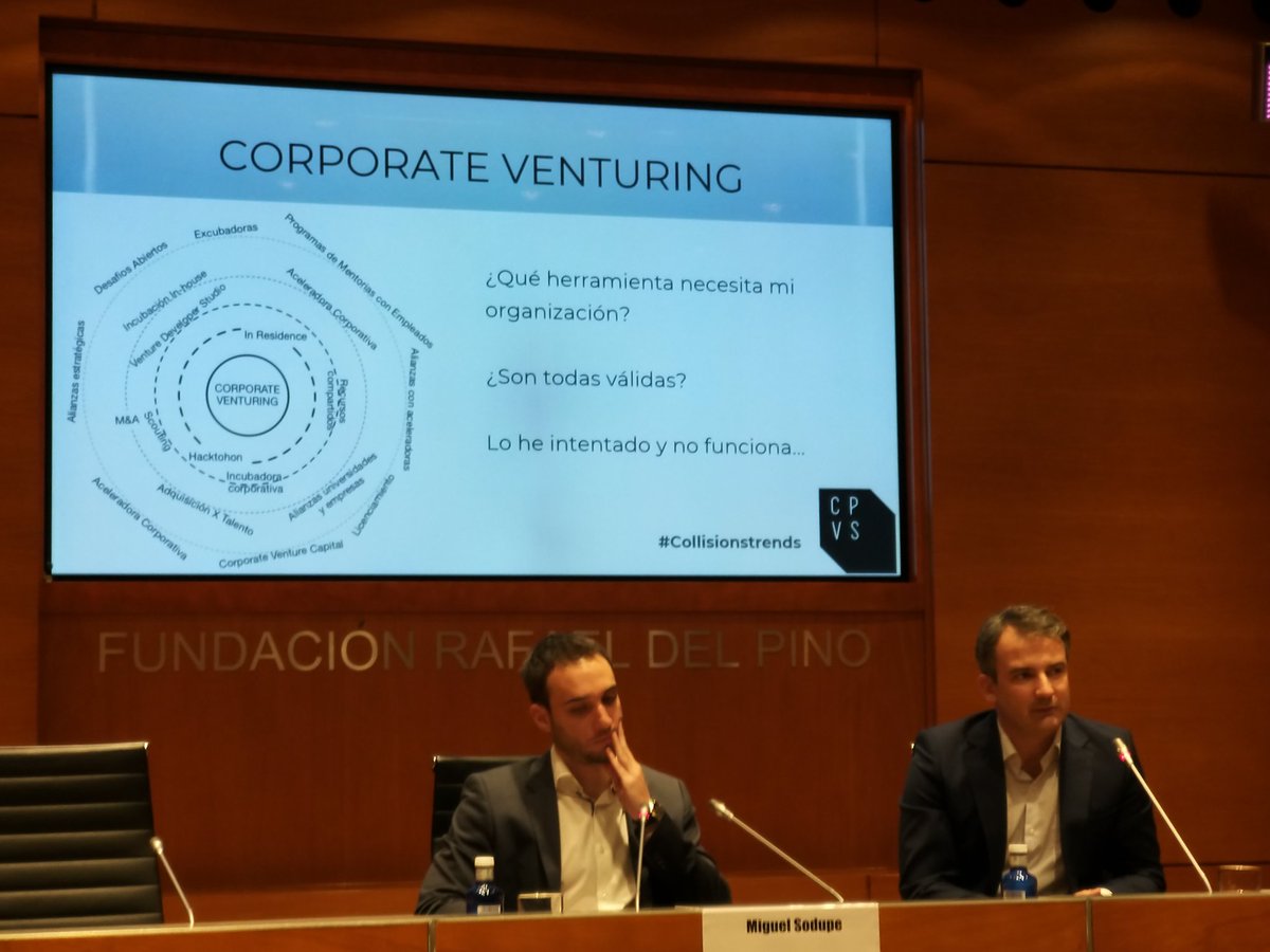 Hablando de #InnovaciónAbierta y #CorporateVenturing #Collisionstrends con <a href="/CPVSgroup/">CPVS</a> en <a href="/frdelpino/">Fundación Rafael del Pino</a>