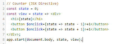 apprunjs's tweet photo. Using the $onclick directive, you can invoke functions w/o publishing events. #javascript #FrontEnd #framework #webdev @yysun #AppRun https://t.co/0CeakktYdd
