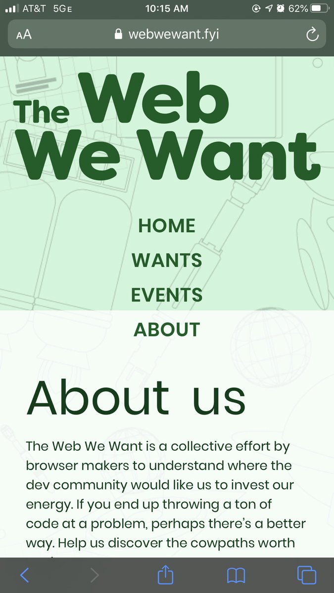 Screenshot of WebWeWant.fyi about page