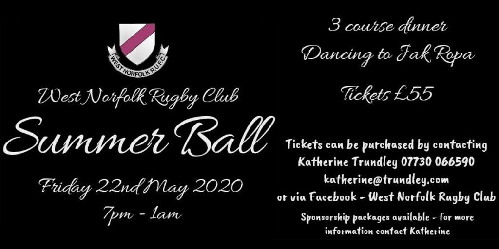 WestNorfolk_RFC's tweet photo. It's the glitziest night of the rugby year! The Summer Ball takes place 22nd May 2020
β’ 3 course dinner
β’ Dancing to @jakroparoadshow
Tickets Β£55. Contact Katherine on 07730 066590, katherine@trundley.com, or via Facebook.
#SummerBall #WestNorfolk #KingsLynn #LocalRugbyClub https://t.co/hk5Y3CQLNW