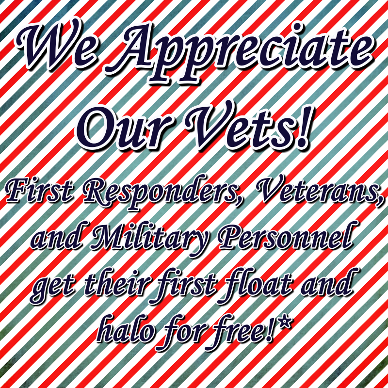 If you are a veteran, military or first responder, just bring in a valid ID! We also offer 15% off services, (excluding memberships) when you float with us! #floating #FloatTherapy #soulerfloat #sfmelbourne #salttherapy #halotherapy #vetappreciation #veteransday