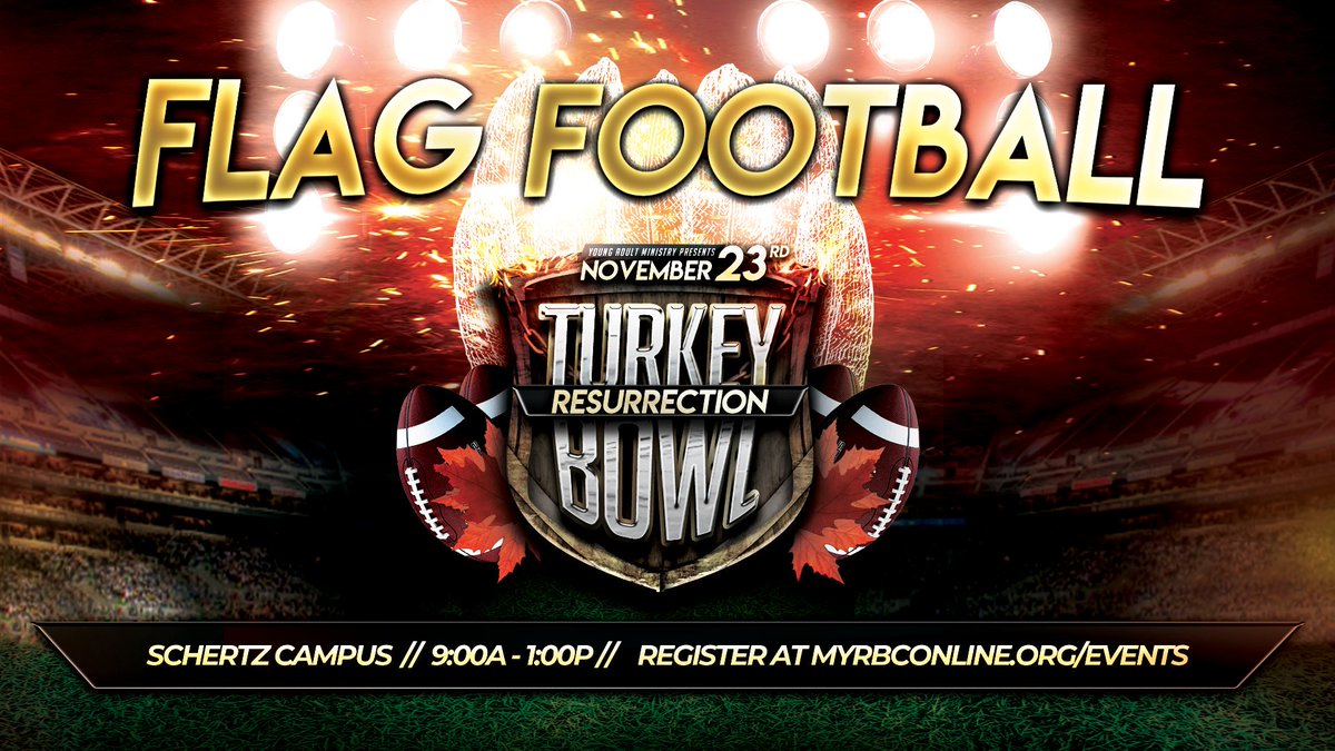 ResChurchSA's tweet photo. Come out for a fun and friendly game of Flag Football before the Thanksgiving holiday.

• Sign up at: https://t.co/Xp5k8Gkwc9

Date: November 23rd, 2019
Time: 9:00A - 1:00P
Location: Resurrection Church - Schertz Campus
Age: 14 years and up
Fee: No cost https://t.co/seFbAaCm7F