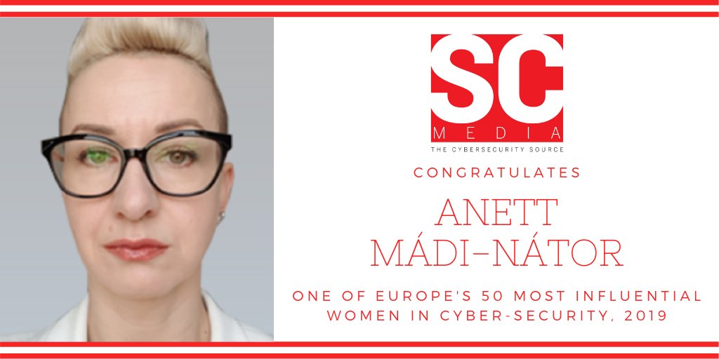 <a href="/SCmagazineUK/">SC Media UK</a> congratulates <a href="/anettmadinator/">anett madi-nator</a> of <a href="/cs_plc/">Cyber Services</a>, as she joins #Europe's 50 Most Influential Women in #cybersecurity in 2019. 
See the complete list here: bit.ly/36Uhx4x 
#SC50Womenincyber