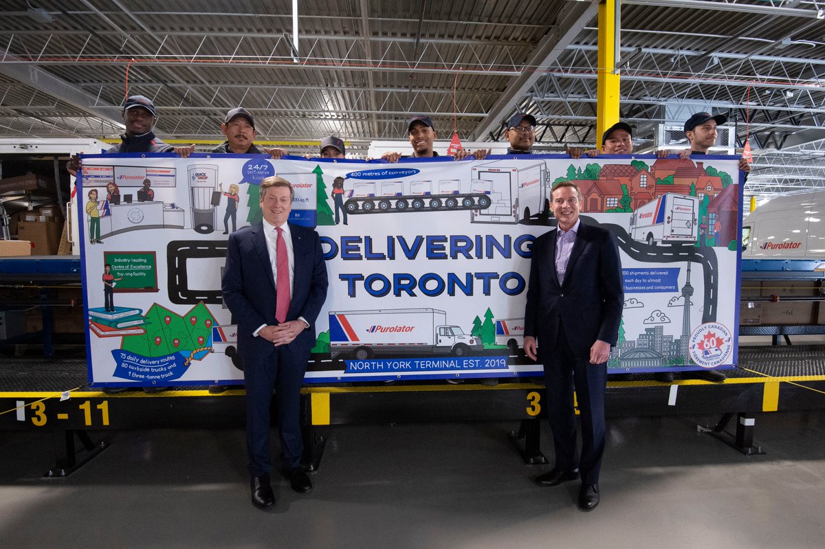PurolatorInc's tweet photo. Just in time for the peak holiday delivery season, Purolator’s President &amp; CEO, John Ferguson, was joined by Toronto Mayor @JohnTory to announce a massive GTA expansion – an investment back into the city where we started nearly 60 yrs ago! https://t.co/LRQyE2o5Cv https://t.co/HzyocBXDLV