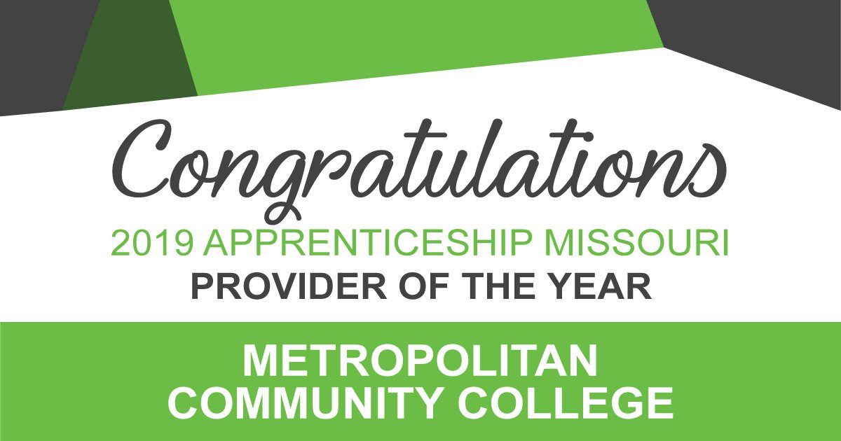 MODHEWD's tweet image. Congratulations to @MCCKansasCity on being named the 2019 Apprenticeship Missouri Provider of the Year! #MOApprentices #NAW2019