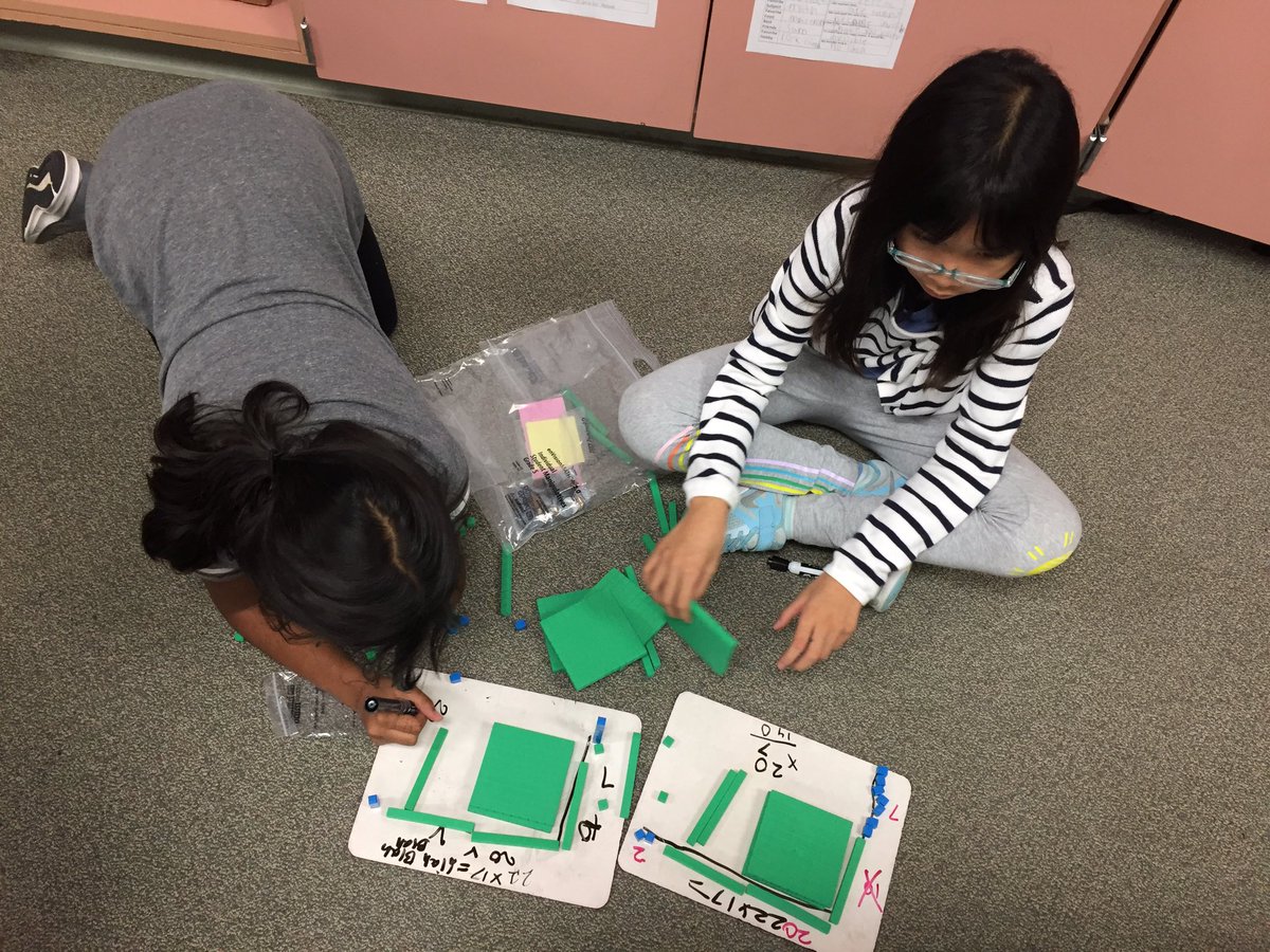 LearningbyHand's tweet photo. Double digit multiplication with manipulatives! #studentcentered #theCWEway @CWE_Cougars @CinSny_CWE https://t.co/eI5WudRoXL