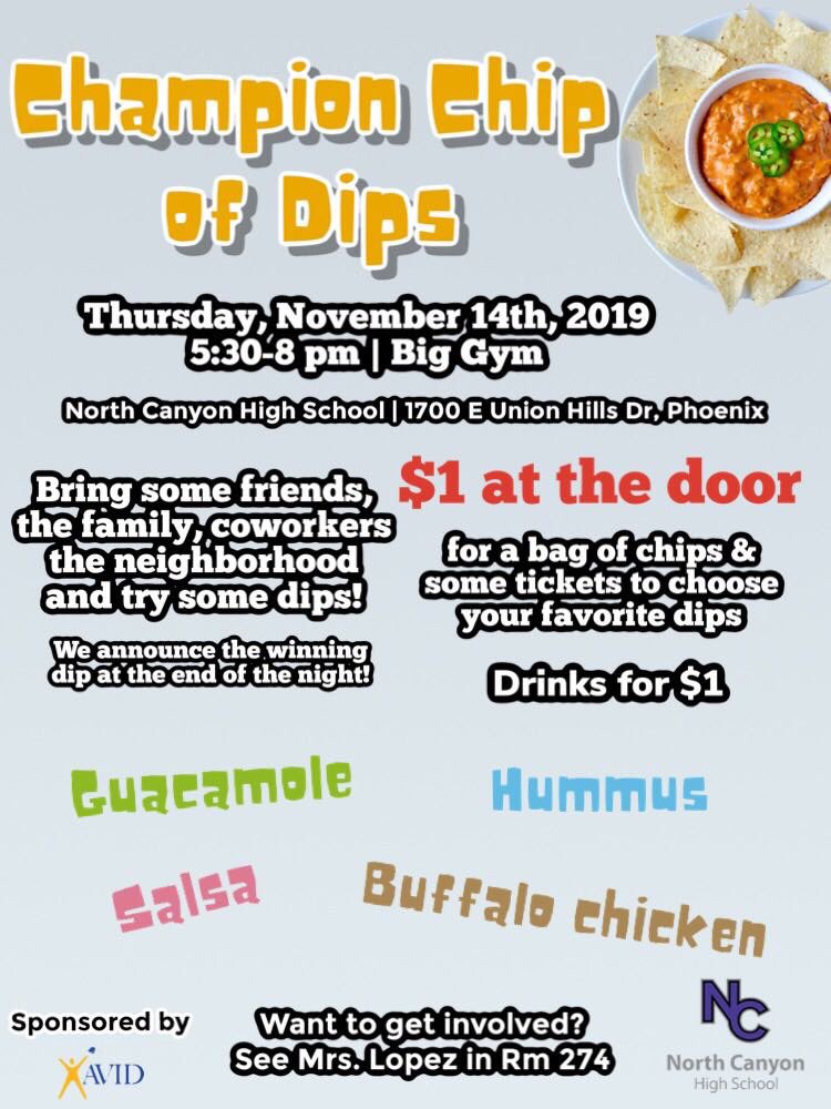 HEY GUYS!!!! Lets not forget about our annual Champion Chip of Dips night‼️‼️ It’s THIS thursday 11/14 from 5:30-8 pm! $1 to get in (you also get chips with that $1) We have drinks there too for $1!!!