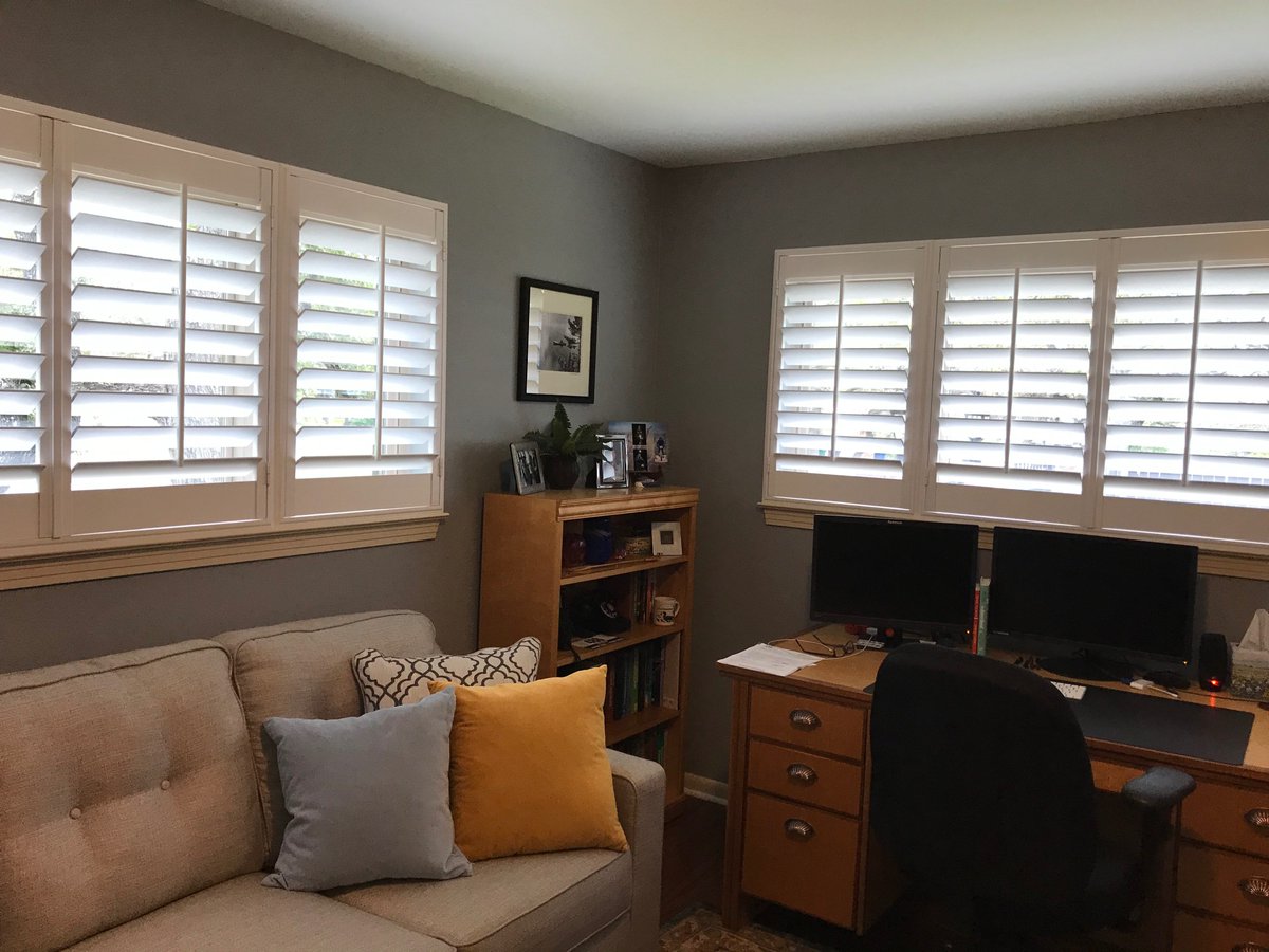 This customer’s guest rooms are ready for holiday family visits! Shutters add so much to a room!