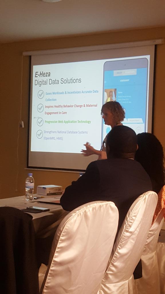 E-Heza digital health solution, one way to prevent Health Care Workers' burnout. Dr Wendy Leonard explaining how HCWs sprend more than 40%of their time recording health data to report,  rather than concentrating their effort to deliver quality care.
