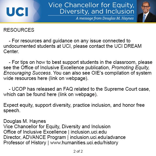 InclusionUci's tweet photo. Today, #SCOTUS will hear arguments regarding the future of #DACA. View the campus message and visit our website for resources https://t.co/QyVspvQ7vP #Dreamers #HereIsHome @UCIrvine @UofCalifornia @ucidreamcenter #SupportDiversity #PracticeInclusion #TogetherWeZot https://t.co/i9Xj77Kjl7