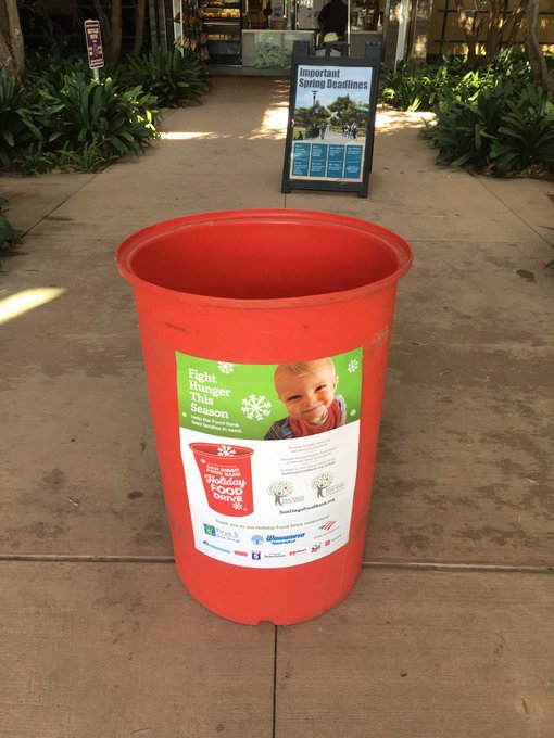 SDCCD's tweet image. Pack the Pantry food drive is still underway. These red bins have been set up around our campuses ready for your non-perishable food donation. Thanks @CalCoastCU bit.ly/2MJOqc9