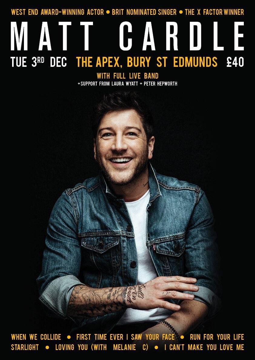 Words can’t express my overwhelming gratitude to <a href="/MattCardle/">M A T T C A R D L E</a> for allowing me to support HIM on this mini December tour. Matt will be performing with a full band and we will also be joined by fellow singer songwriter (and guest at my single launch) the brilliant Laura Wyatt!🎤🎸🛬