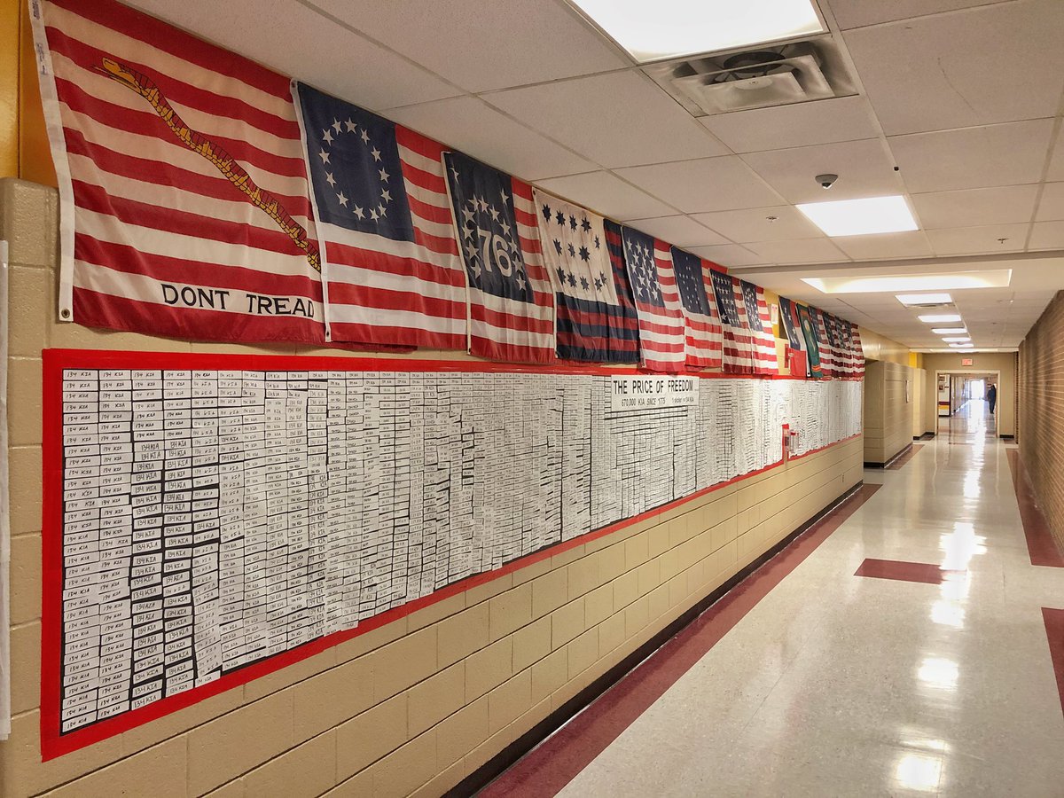 The “Price of Freedom” wall has been completed. Over the course of the entire day, students placed 5,000 stickers (1 sticker = 134 KIA) for a total of 670,000 soldiers KIA since the Revolution.

#VeteransDay2019 #HartnellUniversity #HartnellHistory #WCSWhereUBelong #WeAreWarriors