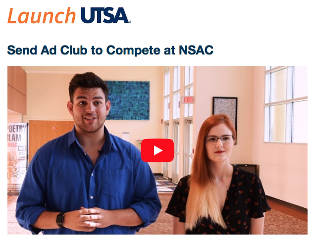 Support Advertising Education at UTSA! Help send the Fourth Roadrunner AD Team to compete at N.S.A.C. in Spring 2020 to Oklahoma City, with their B2B Adobe® Advertising Cloud campaign: Give &amp; Share TODAY! fund.utsa.edu/ADC2019 #utsa #aafclubutsa #aafsanantonio