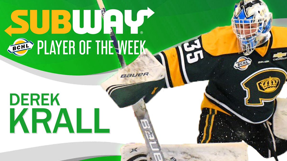 Congrats to Powell River Kings G Derek Krall on being named the Subway #BCHLPOW!

Read more: bchl.ca/krall-earns-su…

📸 Gary Dorland