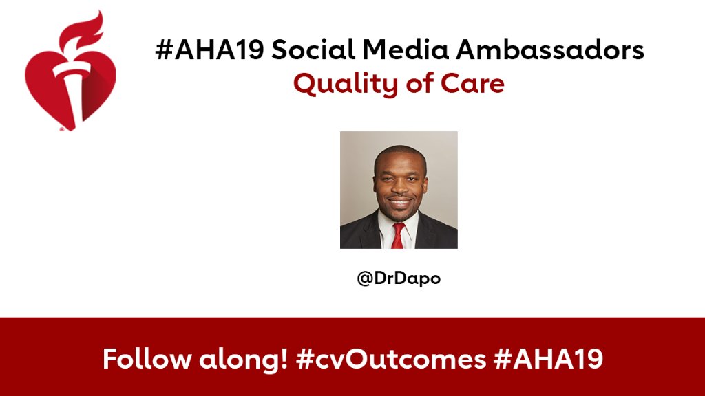 Follow the Scientific Sessions 2019 SoMe Ambassador for #cvOutcomes updates during #AHA19! @Drdapo #QualityofCare #Cardiovascular #CardioTwitter