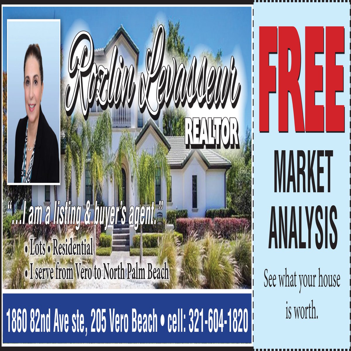 MyLivingMedia's tweet photo. FREE MARKET ANALYSIS from Rozlin Levasseur, Realtor with EXIT Right Realty!
#MyLivingMagazines #RozlinLevasseur #Realtor #EXITRightRealty #Realty #RealEstate #MarketAnalysis #FreeMarketAnalysis #ListingAgent #BuyersAgent #ShopLocal #BuyLocal #Coupons #Deals #Discounts https://t.co/Ii7lyRsOzQ