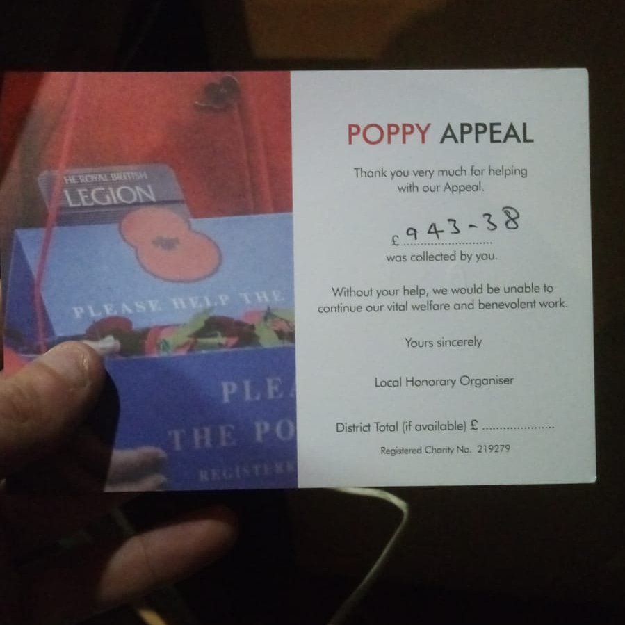 Well done and thank you to 10th Platoon for a massive £943.38 raised for <a href="/PoppyLegion/">Royal British Legion</a>