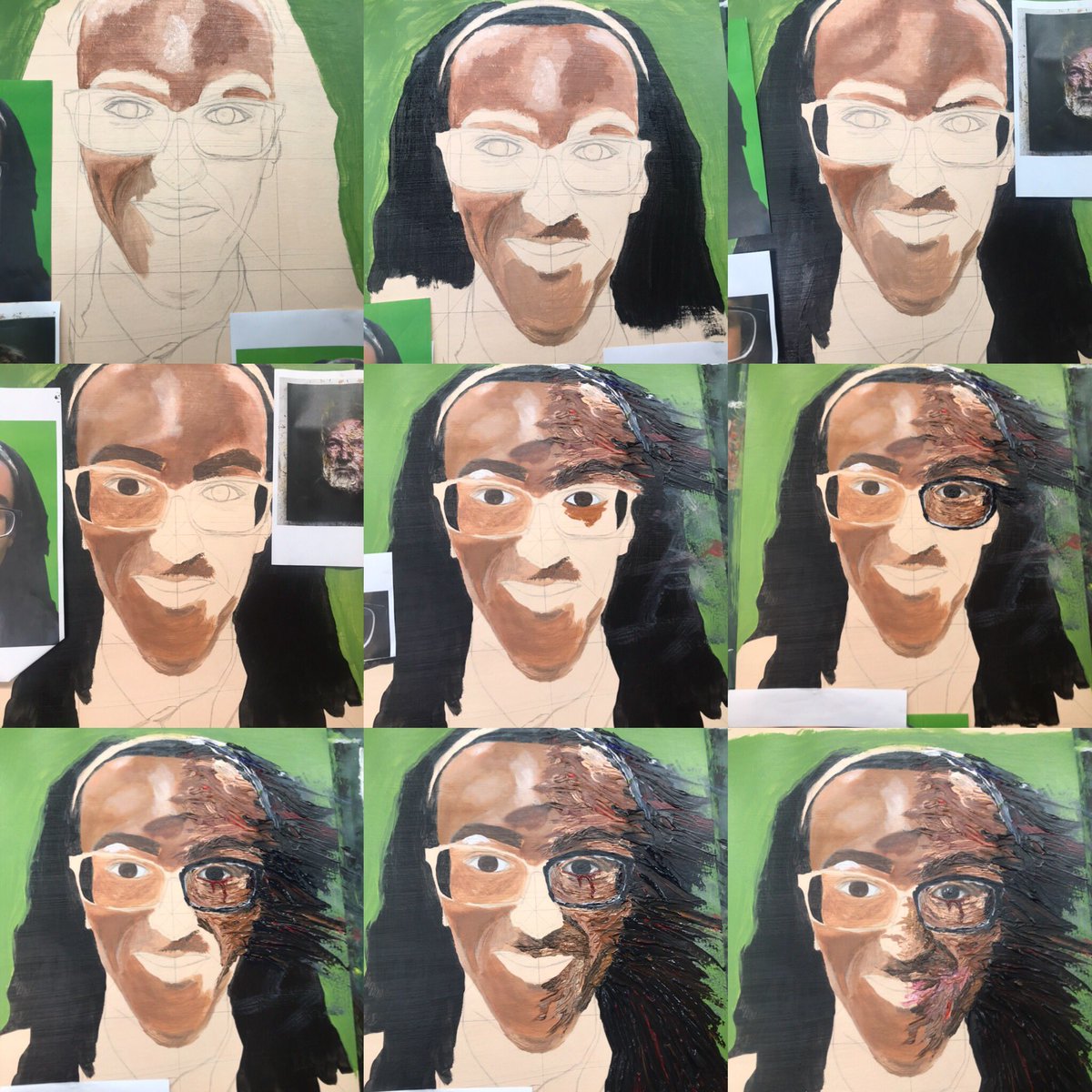 Creatabl_x's tweet image. 𝟏𝟐 • 𝐍𝐨𝐯𝐞𝐦𝐛𝐞𝐫 • 𝟏𝟗
Second acrylic portrait &amp;amp; development on identity and equality, using impasto
28 days ⏳
#art #alevelart #alevelartwork #alevelartstudent #portrait #portraiture #acrylicpainting #acrylic #painting