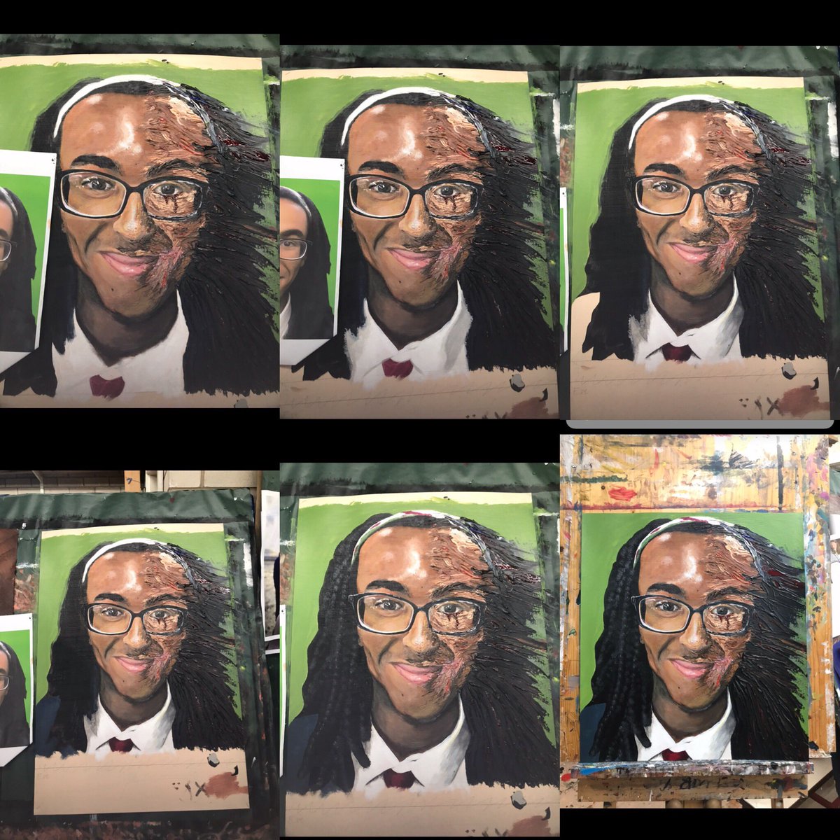 Creatabl_x's tweet image. 𝟏𝟐 • 𝐍𝐨𝐯𝐞𝐦𝐛𝐞𝐫 • 𝟏𝟗
Second acrylic portrait &amp;amp; development on identity and equality, using impasto
28 days ⏳
#art #alevelart #alevelartwork #alevelartstudent #portrait #portraiture #acrylicpainting #acrylic #painting