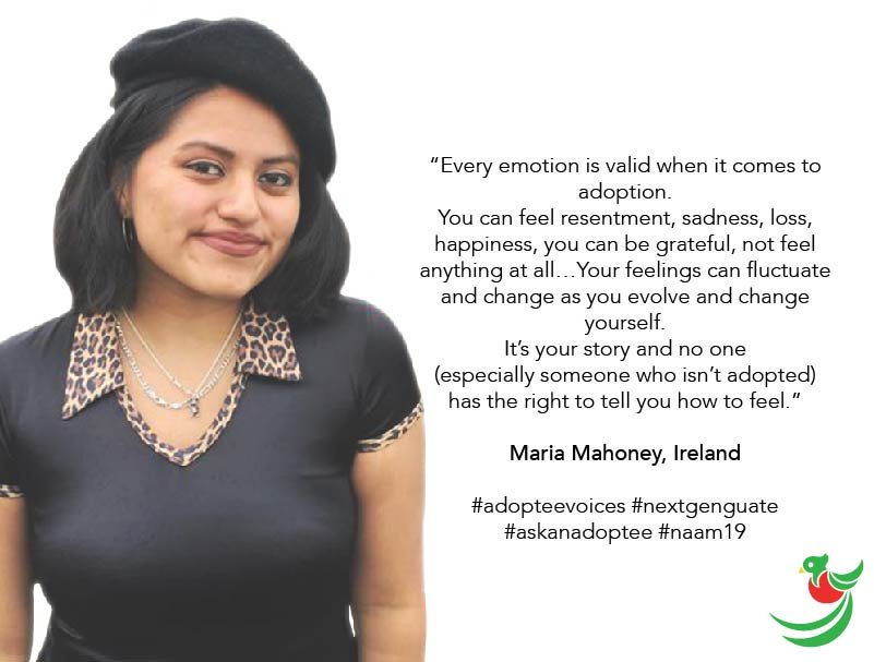 nextgenguate's tweet photo. "It’s your story and no one
(especially someone who isn’t adopted)
has the right to tell you how to feel.”
Maria Mahoney, Ireland 🇮🇪
Photo editing by Ariela Keinan, Israel 🇮🇱
#adopteevoices #nextgenguate #askanadoptee #naam19 https://t.co/6VdGHH3VYr