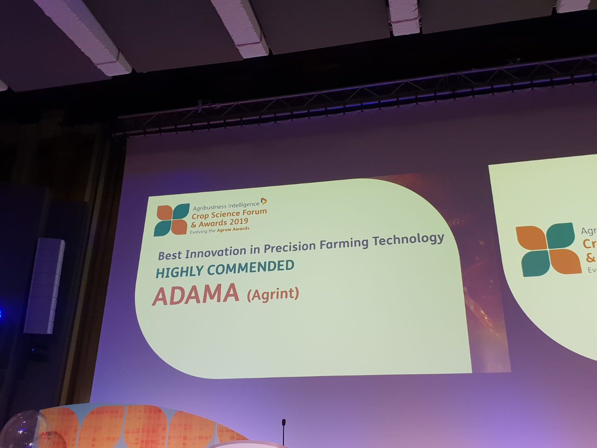 AdamaAgri's tweet photo. 🌟 Exciting #news 🌟

Highly Commended #CropScienceAwards2019 in Best Innovation in Precision Farming Technology for Agrint the revolutionary sensing system which can sense devastating red palm weevils before they cause damage.

Well done Team ADAMA 👏

@agri_intel @Agrow_News https://t.co/49aq2mTfnl