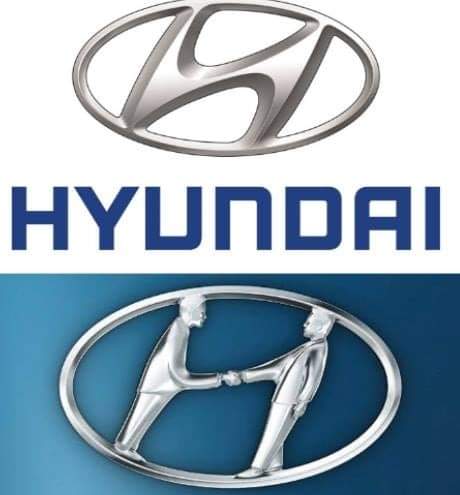 westtrybe's tweet photo. The Hyundai logo is not a letter H but a stylized letter H, which was designed to portray two people (the customer and the dealer) shaking hands. https://t.co/XeZQsbykcn