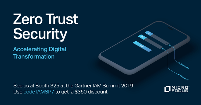 MacDonaldRob's tweet photo. Register for the #GartnerIAM Summit Las Vegas on Dec 10-12 with @MicroFocusSec's discount code IAMSP7 to receive $350 off. Then stop by our booth 325 to learn how #identity powers secure #DigitalTransformation. #IAM @Gartner_IT https://t.co/dqA7JBrKW2 https://t.co/ma2zL04O6g