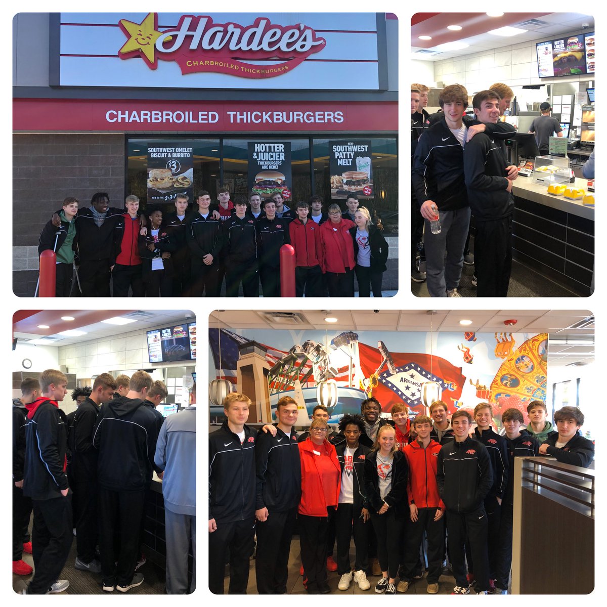 S/O to @BigRedStores for providing our pre-game meal from Hardee’s! The first road trip of the season is off to a great start! #GoPanthers @CabotAthDept