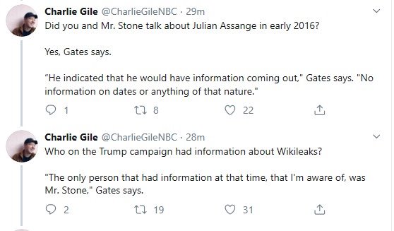 From today's testimony Rick Gates details how Stone lied about his contacts with Wikileaks and then an attempt to implicate Kushner