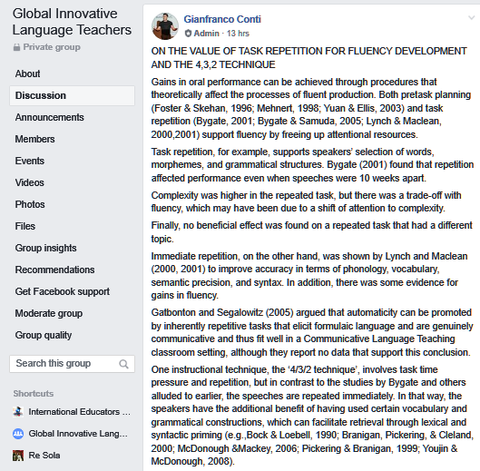 On the value of task repetition and the "4,3,2 technique"