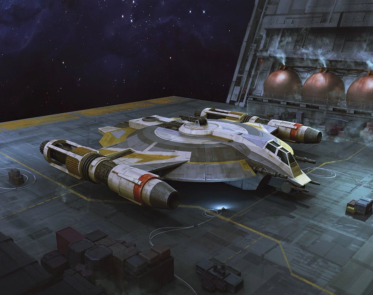  #TheMandalorian   This looks like Lancer-class pursuit craft (like the Shadow Caster in Rebels). If it's not one (the reactors seem longer), it's close. Another model produced by MandalMotors?What do you think dear  @AdmiralNick22 ?One of these ships appears in  #StarWarsIX