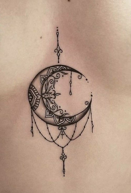 Simple mandala and crescent moon  Tattoogridnet