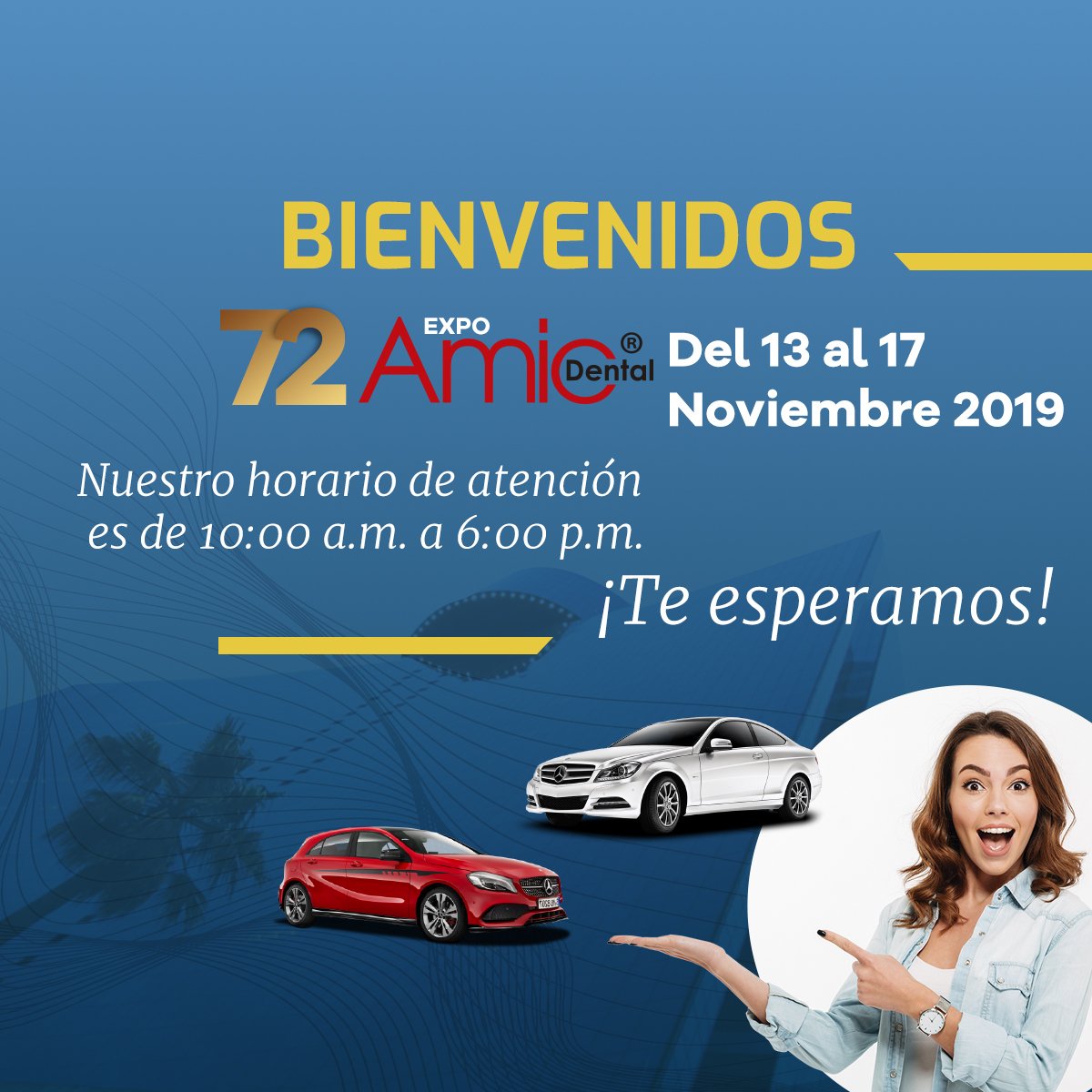 amicdentalmx's tweet photo. Recuerda que nuestros horarios de atención son Miércoles a Sábado de 10:00 a.m. a 7:00 p.m. y el Domingo de 10:00 a.m. a 6:00 p.m. #Expo_72_Amic #AMIC #BeAMIC #ExpoNoviembre https://t.co/y4KR6o3NLP