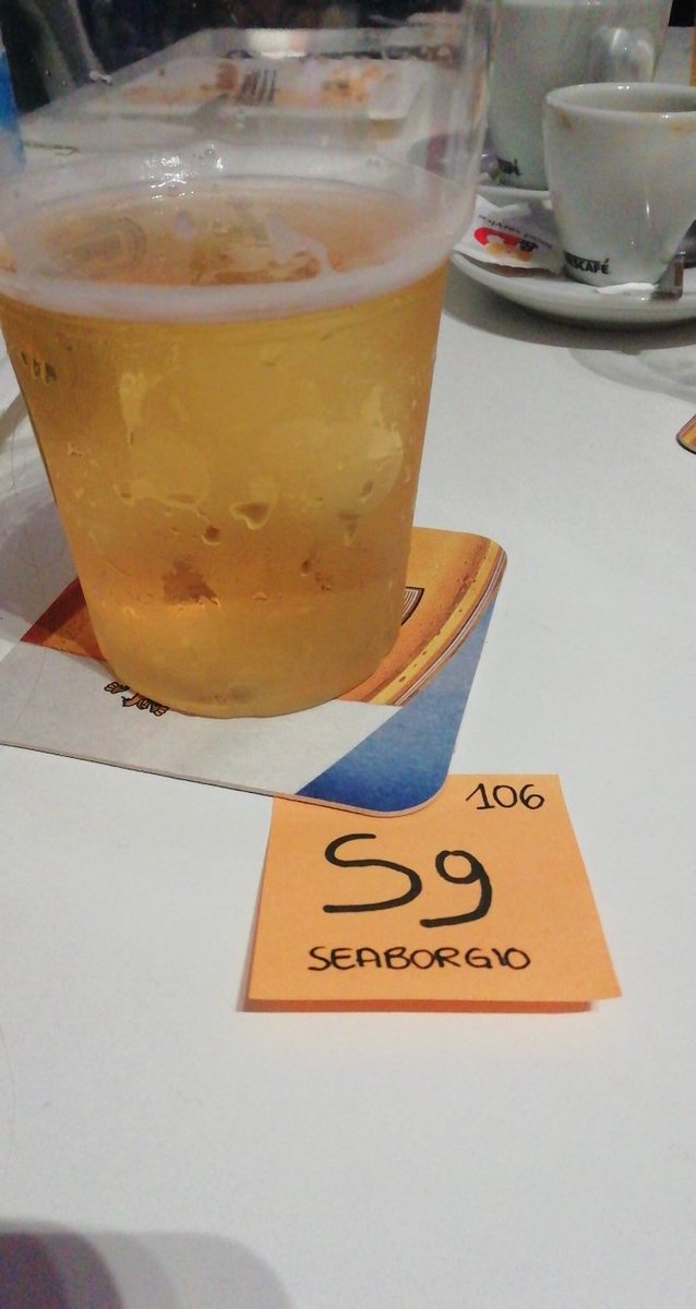 rotcomp's tweet photo. PhD night out featuring @LabStereoMetPh1 and @LabRapino...because there is always time for a #pintofchemistry!

Thanks to @pintofscienceIT, @EuChemS and @YoungChemists for the organization! 😍

#IYPT2019 #phdlife #pintofscience #chemistry #periodictable https://t.co/dPSDg7zz6W