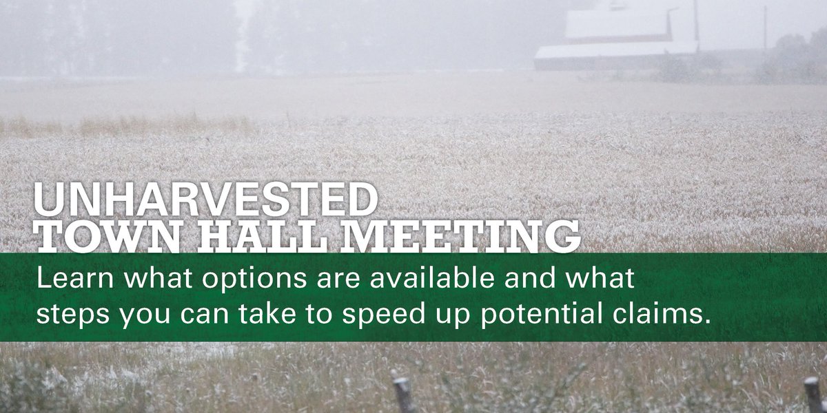 We are hosting a series of unharvested crops town hall meetings - November 18: St Paul; November 19: Westlock; November 20: Grande Prairie, Fariview, Leduc, Camrose. For complete times and locations afsc.ca/about-afsc/com… #AbAg
