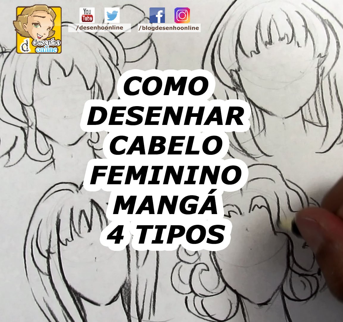 Como desenhar cabelo feminino anime - Como desenhar