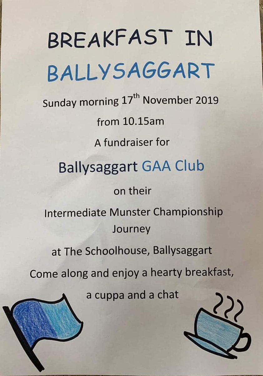 Come ,and have a hearty breakfast  and support  our  hurlers  in the Munster  Club Intermediate  Final
