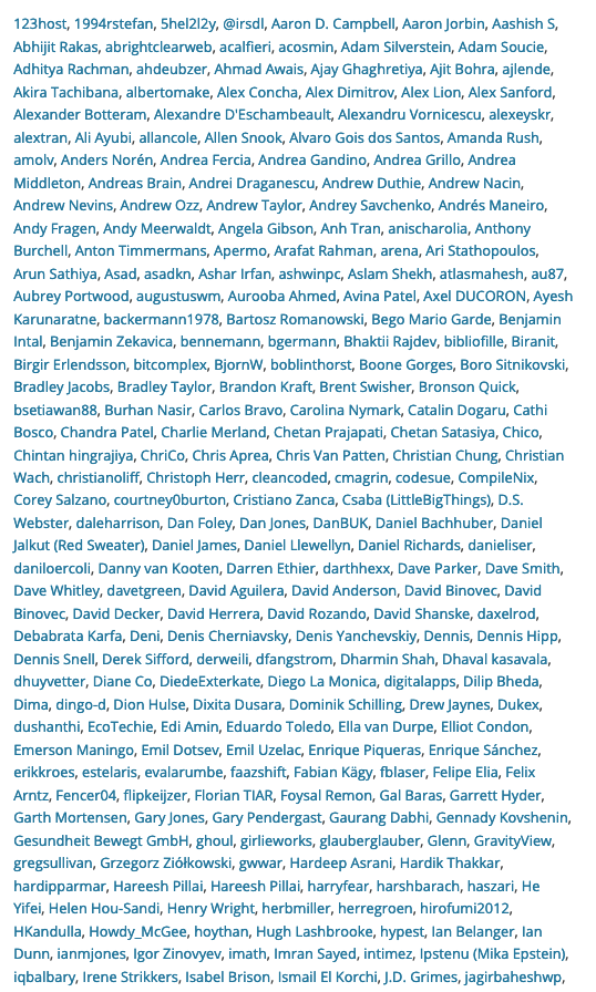 dimensionmedia's tweet photo. 📢 Join me in thanking the 645 contributors (largest group of contributors to date 😮) and their families, spouses, support groups, and pets for hard work on #WordPress 5.3. 💯 https://t.co/6L3spIluaa