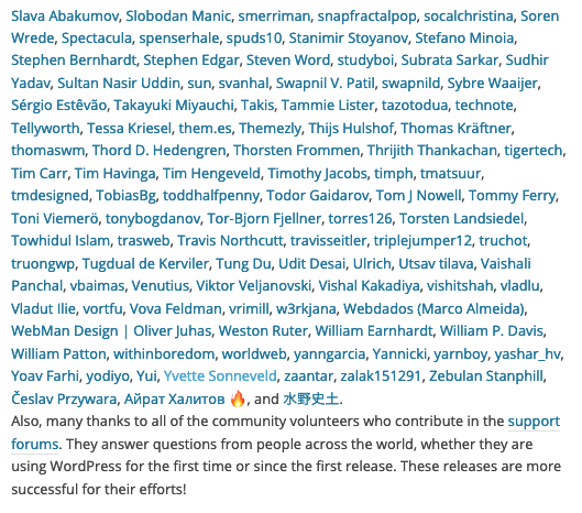 dimensionmedia's tweet photo. 📢 Join me in thanking the 645 contributors (largest group of contributors to date 😮) and their families, spouses, support groups, and pets for hard work on #WordPress 5.3. 💯 https://t.co/6L3spIluaa
