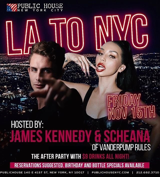 publichousenyc's tweet image. From LA to NYC ✈️ Join us this Friday with @itsjameskennedy &amp;amp; @scheana as they host the night away! Don’t miss out!🚨😍💃