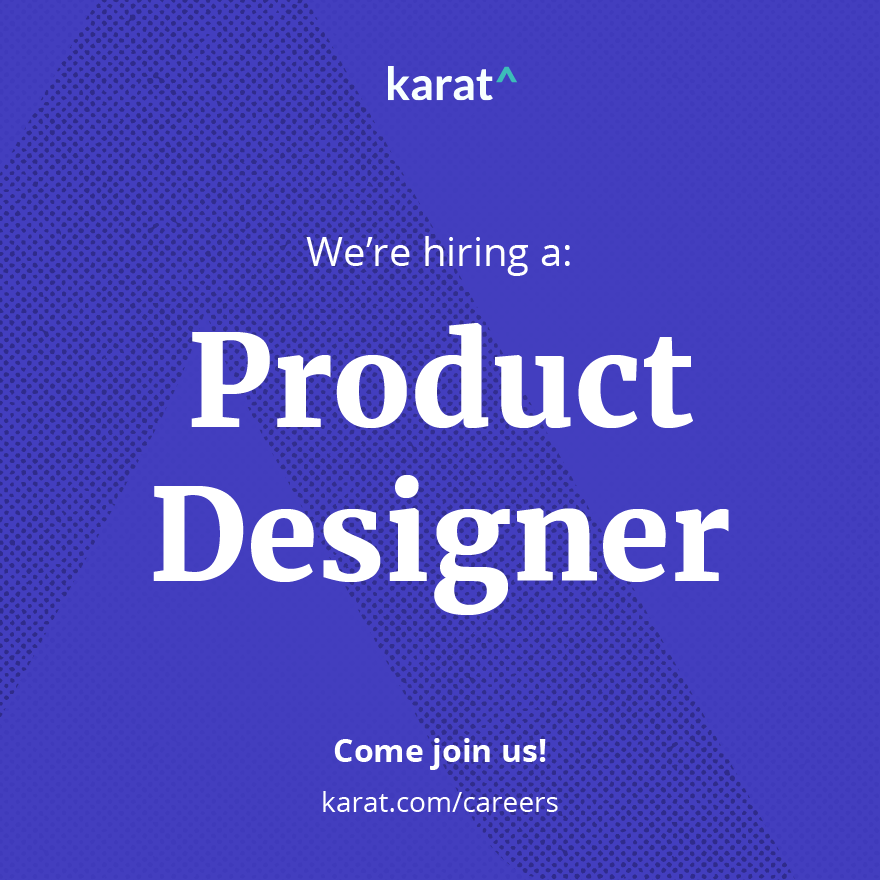 👋 Hey Product Designers, we're hiring <a href="/karat/">Karat</a> in Seattle!

If you've ever wanted to:
✅ do meaningful UX work 
✅ have lots of impact on a small team 
✅ live in the PNW 

Then get in touch with me and apply! #epicjobs

boards.greenhouse.io/karat/jobs/451…