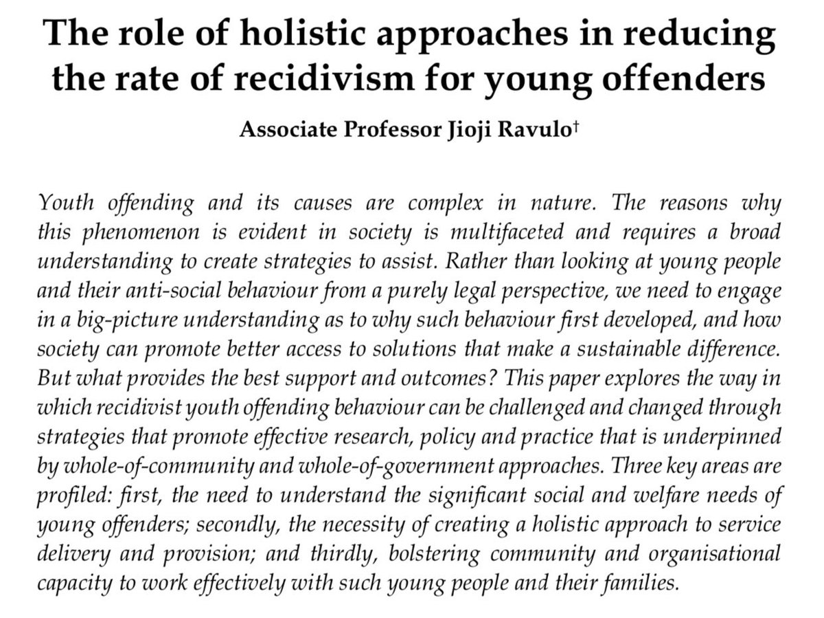 ELATED to be published in The Judicial Review (Journal of the Judicial Commission of NSW - Vol 14, No. 2, Sep 2019). Article outlines the importance of supporting young offenders &amp; their families via #WholeOfCommunity &amp; #WholeofGovernment approaches <a href="/UOW/">UOW</a> @uowsoc #CulturalCapital