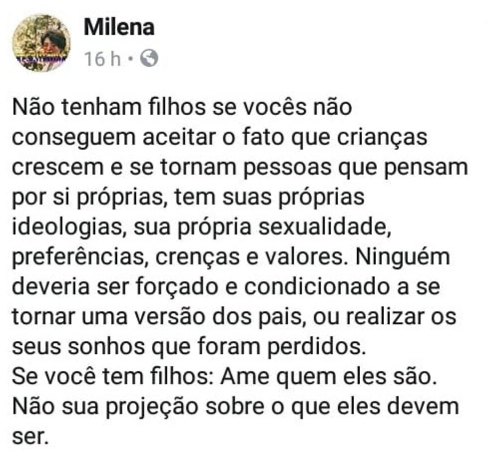 QuebrandoOTabu's tweet photo. Bom dia... Se você tem filhos, ame quem eles são. https://t.co/DWJ3HlYRkz