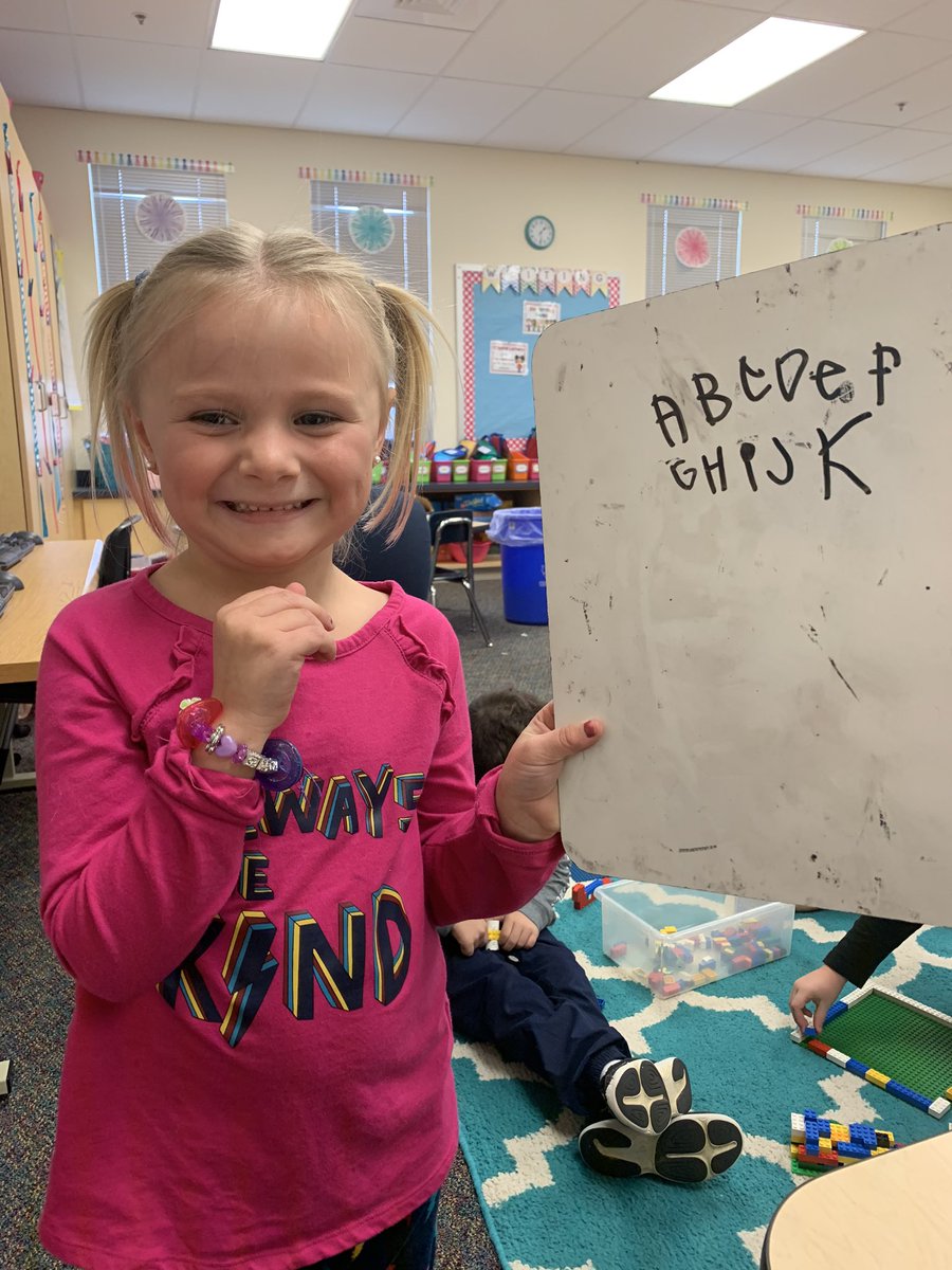 Time to celebrate!  This sweet kinder made her very first letter K today all by herself and couldn’t wait to show me :) #mps #ECEFCPS