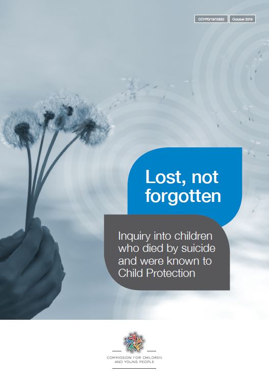 Lost to suicide, known to child protection – the report of our #LostNotForgotten inquiry has just been tabled in the Victorian Parliament. Read our media release and download the report and our recommendations for systemic change ccyp.vic.gov.au/news/report-on… #springst