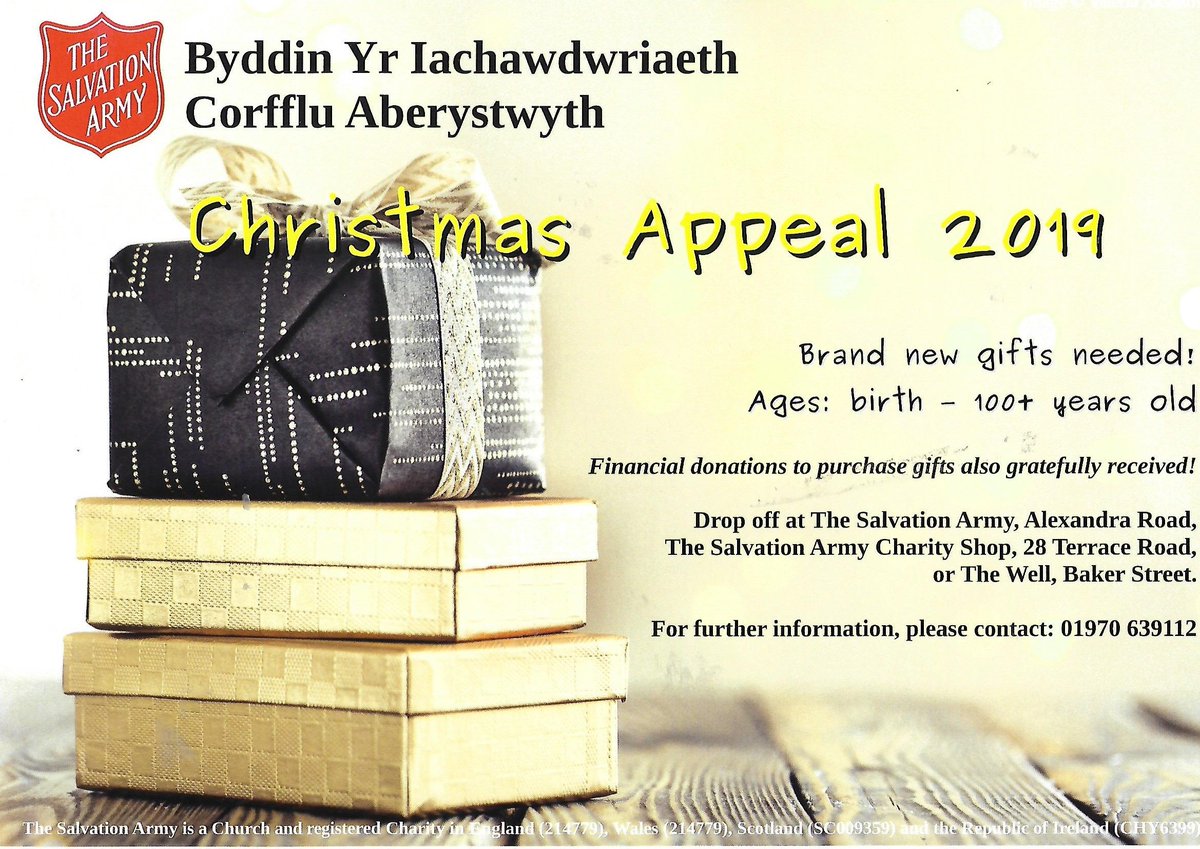 Ymgyrch Nadolig Byddin Yr Iachawdwriaeth. The Salvation Army Christmas Appeal 2019.