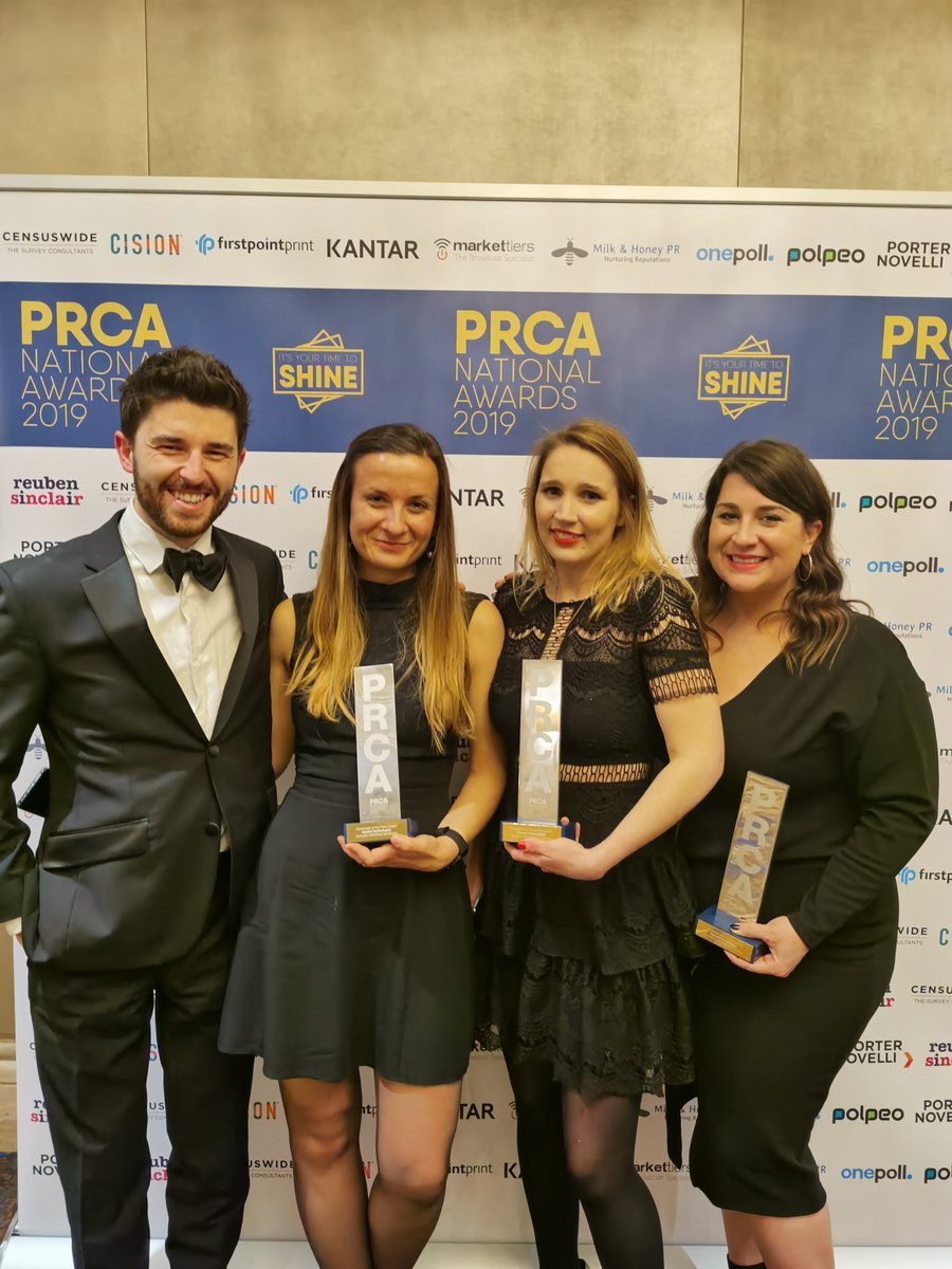 BenCFletcher's tweet image. Three award wins at the #PRCAAwards tonight, including Campaign of the Year. As ever, props to the team for some bloody good PR!